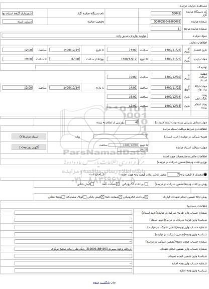  مزایده بازارچه دشتی زاده