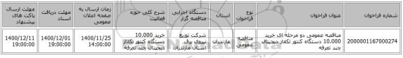 مناقصه عمومی دو مرحله ای خرید 10.000 دستگاه کنتور تکفاز دیجیتال چند تعرفه