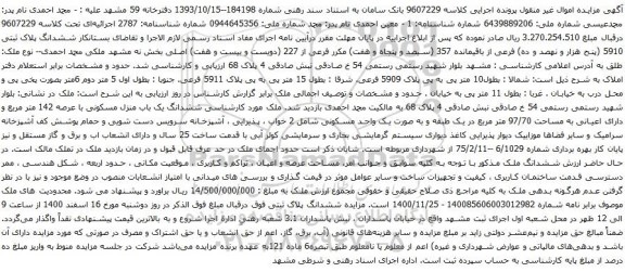 ششدانگ پلاک ثبتی 5910 (پنح هزار و نهصد و ده) فرعی از باقیمانده 357