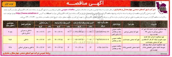 مناقصه، مناقصه تهیه مصالح و اجرای تصفیه خانه شهرک صنعتی بروجن به روش PC...