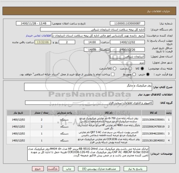 استعلام روتر میکروتیک و چاپگر