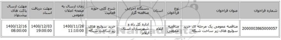 مناقصه، مناقصه عمومی یک مرحله ای خرید سوئیچ های زیر ساخت شبکه ، سامانه تدارکات الکترونیکی دولت