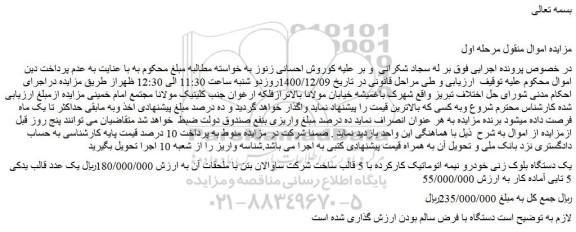مزایده فروش یک دستگاه بلوک زنی خودرو نیمه اتوماتیک کارکرده با 5 قالب 