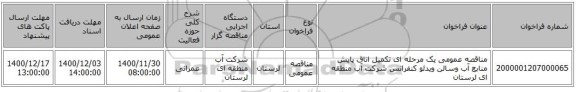 مناقصه عمومی یک مرحله ای تکمیل اتاق پایش منابع آب وسالن ویدئو کنفرانس شرکت آب منطقه ای لرستان