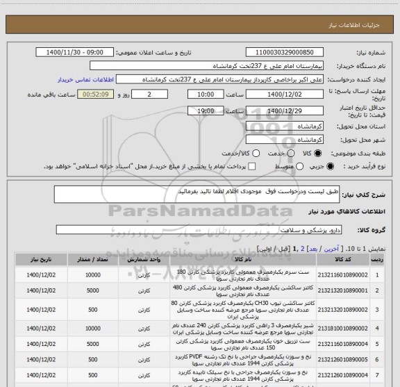 استعلام طبق لیست ودرخواست فوق  موجودی اقلام لطفا تائید بفرمائید