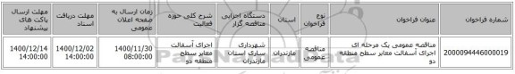 مناقصه عمومی یک مرحله ای اجرای آسفالت معابر سطح منطقه دو