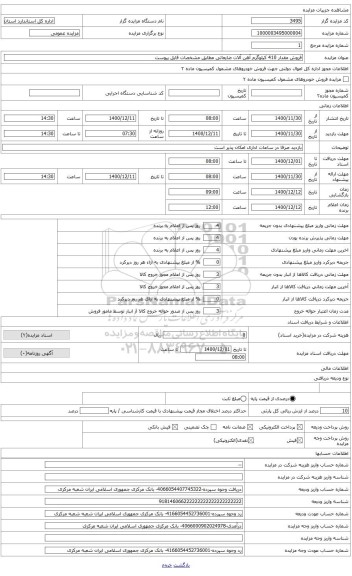 مزایده ، فروش مقدار 410 کیلو گرم آهن آلات ضایعاتی مطابق مشخصات فایل پیوست