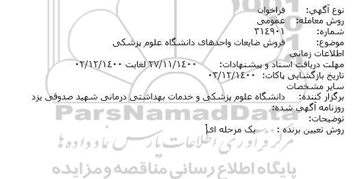 فراخوان، فراخوان فروش ضایعات واحدهای دانشگاه