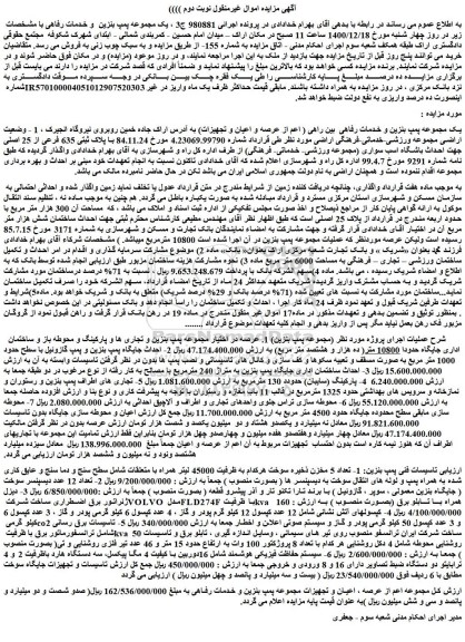 مزایده فروش یک مجموعه پمپ بنزین و خدمات رفاهی  بین راهی  و..