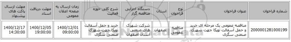 مناقصه عمومی یک مرحله ای خرید و حمل آسفالت توپکا جهت شهرک صنعتی سگزی 