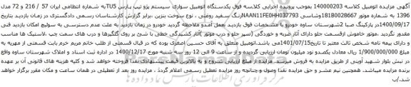 یکدستگاه اتومبیل سواری سیستم پژو تیپ پارس TU5