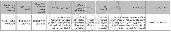 مناقصه عمومی همزمان با ارزیابی (فشرده) یک مرحله ای تهیه، حمل، نصب تجهیزات، اجرای ابنیه و راه اندازی ایستگاه پمپاژ شماره 3 طرح آبرسانی به محور بن -  بروجن 
