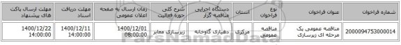مناقصه عمومی یک مرحله ای زیرسازی