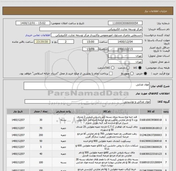 استعلام مواد غذایی