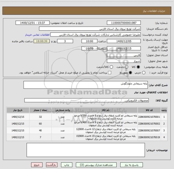 استعلام پایه سیمانی چهارگوش