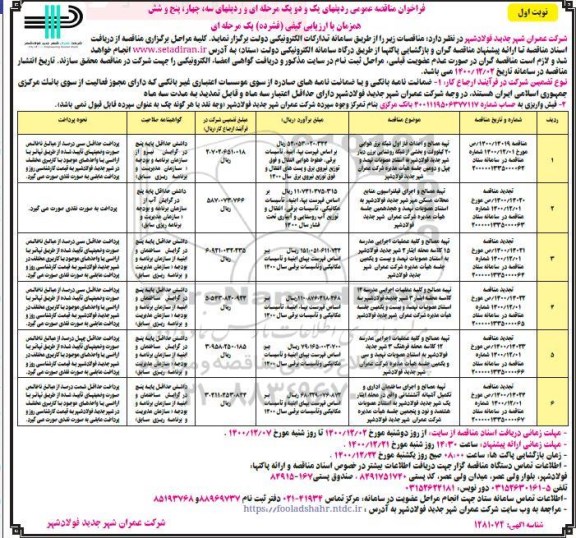 مناقصه تهیه مصالح و احداث فاز اول شبکه برق هوایی 20 کیلوولت و بخشی از روشنایی و...