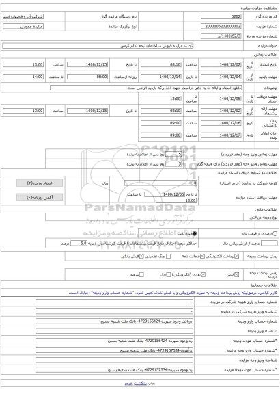 تجدید مزایده فروش ساختمان نیمه تمام گرمی