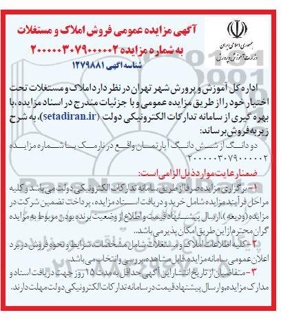 مزایده، مزایده فروش دودانگ از شش دانگ آپارتمان