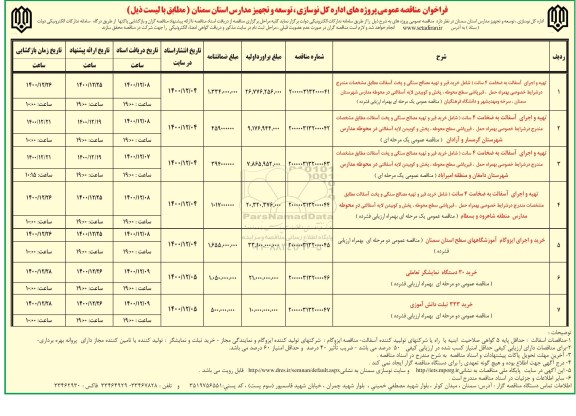 فراخوان مناقصه تهیه و اجرای آسفالت ...