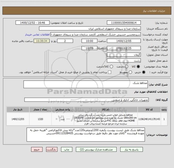 استعلام محافظ تشک 