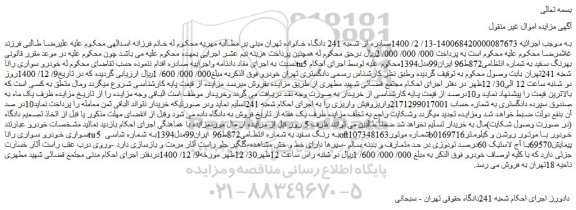 مزایده فروش  خودرو سواری راناtu5 بهرنگ سفید 