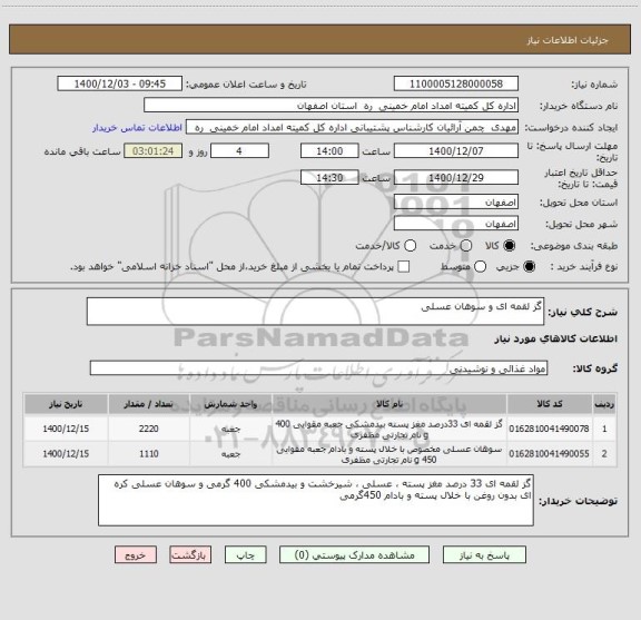 استعلام گز لقمه ای و سوهان عسلی 