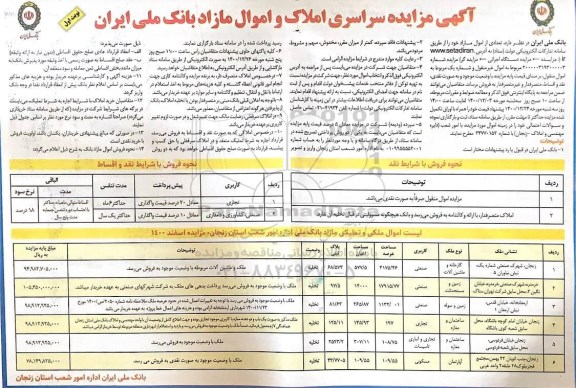 مزایده فروش املاک و اموال مازاد