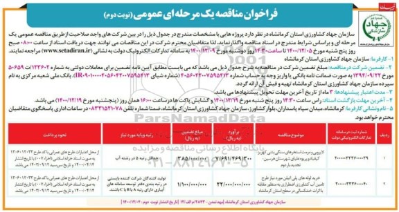 فراخوان مناقصه لایروبی و مرمت استخرهای سنگی بتنی ...