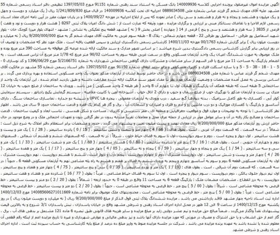 آگهی مزایده شش دانگ اعیان پلاک ثبتی 8297