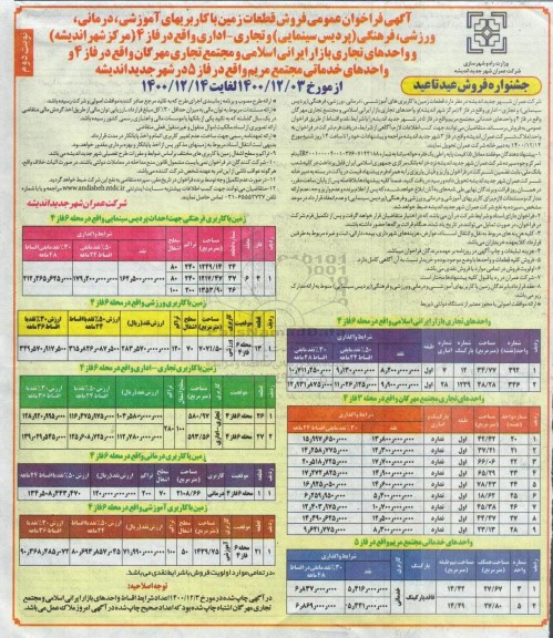 مزایده، مزایده فروش قطعات زمین با کاربریهای آموزشی ، درمانی- نوبت دوم 