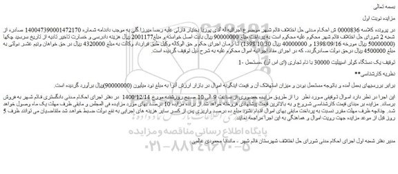 مزایده یک دستگاه کولر اسپیلیت