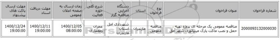 مناقصه عمومی یک مرحله ای پروژه تهیه ، حمل و نصب ماکت پارک مینیاتوری شهر آمل