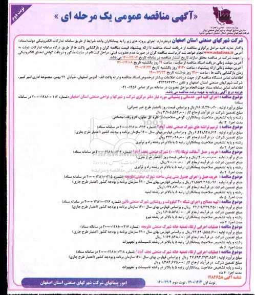 مناقصه، مناقصه اجرای کلیه امور خدماتی و پشتیبانی ... - نوبت دوم 