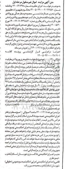 مزایده فروش یکدستگاه ساختمان مسکونی