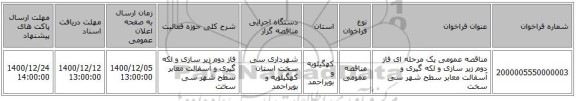 مناقصه عمومی یک مرحله ای فاز دوم زیر سازی و لکه گیری و آسفالت معابر سطح شهر سی سخت