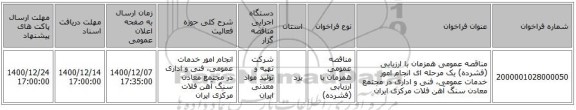 مناقصه عمومی همزمان با ارزیابی (فشرده) یک مرحله ای انجام امور خدمات عمومی، فنی و اداری در مجتمع معادن سنگ آهن فلات مرکزی ایران