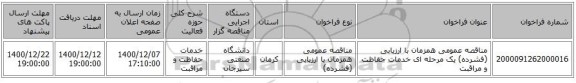 مناقصه عمومی همزمان با ارزیابی (فشرده) یک مرحله ای خدمات حفاظت و مراقبت