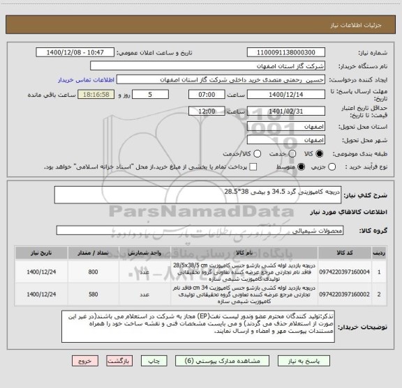 استعلام دریچه کامپوزیتی گرد 34.5 و بیضی 38*28.5