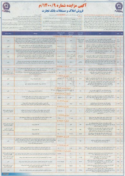 مزایده فروش املاک و مستغلات