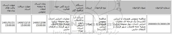 مناقصه عمومی همزمان با ارزیابی (فشرده) یک مرحله ای عملیات اجرایی احداث دیوار محوطه سایت تصفیه خانه فاضلاب شهر قرچک و کارهای جانبی