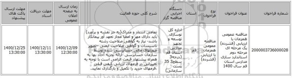 مناقصه عمومی همزمان با ارزیابی (فشرده) یک مرحله ای مرحله دوم استاندارد سازی مدارس استان قم سال 1400