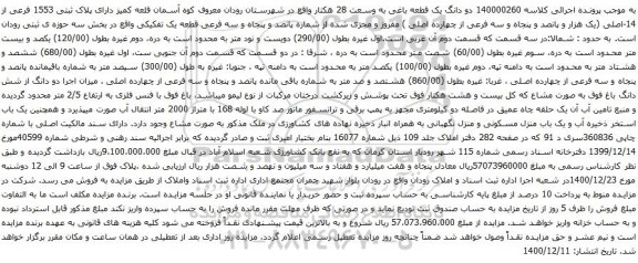 آگهی مزایده دو دانگ یک قطعه باغی به وسعت 28 هکتار