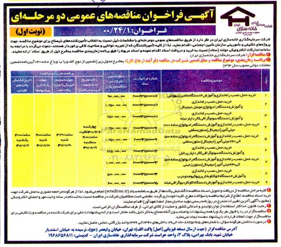 مناقصه خرید ، حمل ، نصب ، راه اندازی و آموزش 4 دستگاه ماشین بیهوشی ....