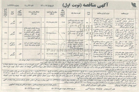 مناقصه، مناقصه عملیات خاکی، احداث خیابان جدول گذاری و کارگاه های کوچک...