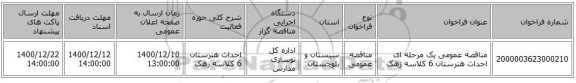 مناقصه عمومی یک مرحله ای احداث هنرستان 6 کلاسه زهک
