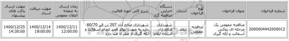 مناقصه عمومی یک مرحله ای روکش آسفالت و لکه گیری 