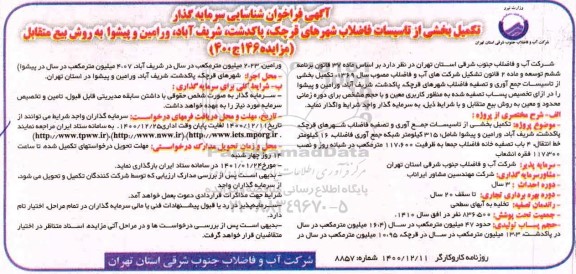 فراخوان شناسایی سرمایه گذار