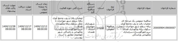مناقصه عمومی یک مرحله ای عملیات رفت و روب وجمع آوری زباله سطح شهر مهاجران تا محل سکوی زباله ونگهداری فضای سبز،امورگورستان،سرایداری ونگهبانی ورانندگی 