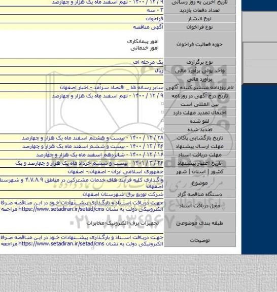واگذاری کلیه فرآیند های خدمات مشترکین در مناطق ۴.۷.۸.۹ و شهرستانهای شرق اصفهان