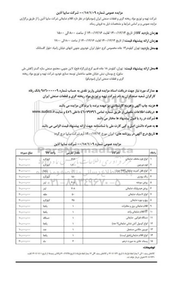 مزایده، مزایده اقلام ضایعاتی